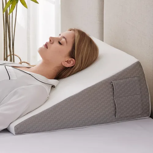 Vista 8 de Ruqmuis Almohada de cuña para reflujo ácido, almohada de cuña de cama para cabecero de 10 pulgadas, almohada de cuña para aliviar el dolor