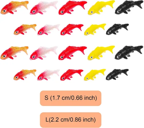 Vista 2 de 30 piezas de peces pequeños, pequeños peces de plástico, mini decoración de peces Koi, pequeñas figuras de peces Koi para jardín de hadas, proyectos