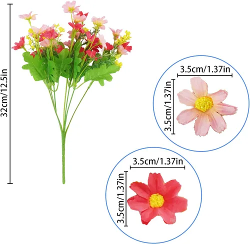 Vista 4 de Uieke 6 flores artificiales para exteriores, resistentes a los rayos UV, margaritas falsas para exteriores, no se decoloran, arbustos verdes