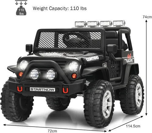 Vista 7 de OLAKIDS Camión de paseo para niños, vehículo eléctrico de 2 plazas de 12 V con control remoto, auto de juguete alimentado por batería para niños