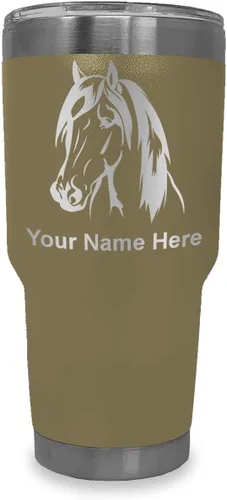 Vista 11 de LaserGram Vaso aislado al vacío de 20 onzas, cabeza de caballo 1, grabado personalizado incluido (negro)