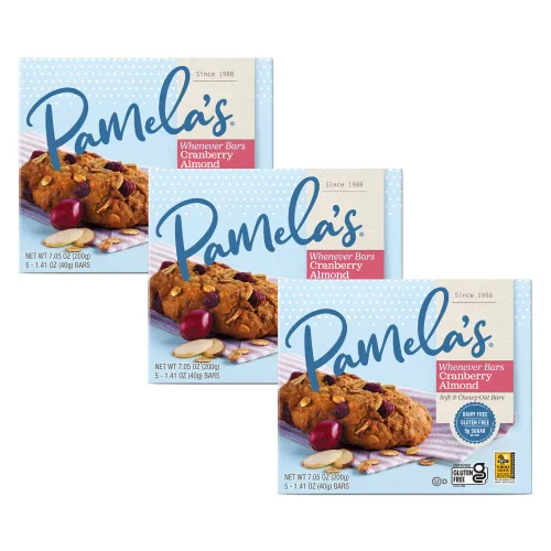 Vista 7 de Pamela's Whenever Bars Quartet - Cuarteto de barras sin gluten para el desayuno y aperitivos para llevar, almendra de arándano, especias de nuez