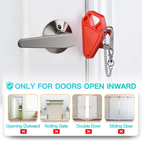 Vista 5 de Cerradura de puerta portátil Seguridad de hotel cerraduras de puerta de hotel para viajeros, casillero de seguridad para apartamentos en el hogar