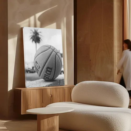 Vista 4 de Poster Master Lienzo de baloncesto - Impresión de pelota en una repisa - Arte deportivo - Fotografía en blanco y negro - Arte de atleta - Decoración