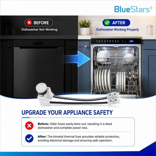 Vista 7 de BlueStars W10258275 Fusible térmico bimetálico para lavavajillas, compatible con lavavajillas Whirlpool Kenmore, instrucciones claras incluidas