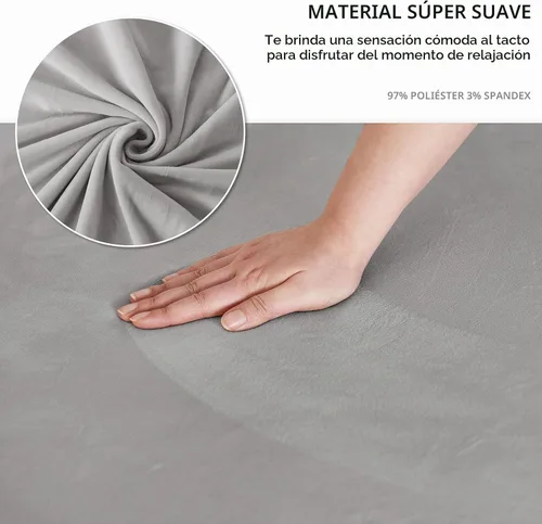 Vista 2 de NICEEC Funda de Sofá Súper Suave de 1 Pieza Gris Claro Funda Deslizable para Sofás Elástica Universal de Spandex Fundas de Sofá para Sala de Estar
