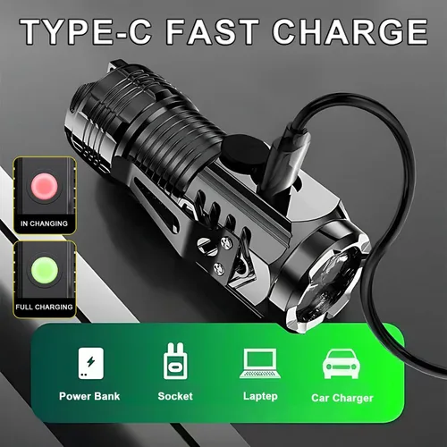 Vista 5 de Linternas recargables de alto lúmenes, paquete de 4 con mini caja de linterna 3 LED Emergency Handheld Flashlight, 5-Modes Mini Rechargeable