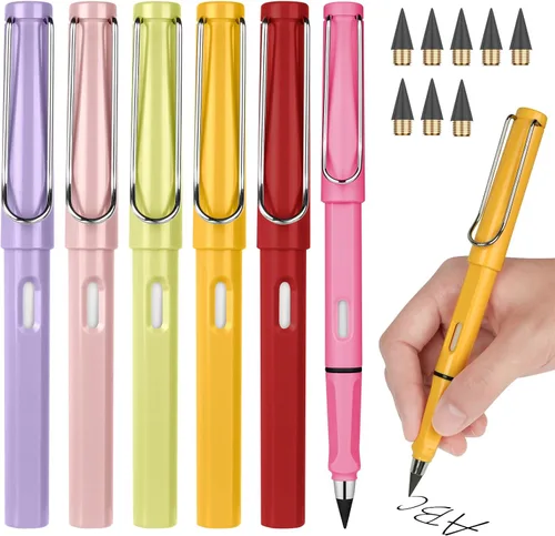 Vista 9 de Ainiv Lápiz de color sin tinta, 12 juegos de lápiz infinito sin afilar, reutilizable, con 12 puntas reemplazables de color extra para escribir