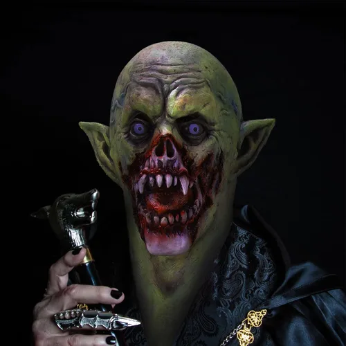 Vista 2 de Demi Sharky Scary Vampire Monster Mask, Creepy Adult Bloody Haed Mask for Halloween Costume Cosplay Party Props
