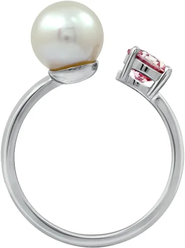 Vista 25 de Amazon Essentials Anillo de perlas de agua dulce con circonita cúbica de plata esterlina chapada en platino (anteriormente colección Amazon)