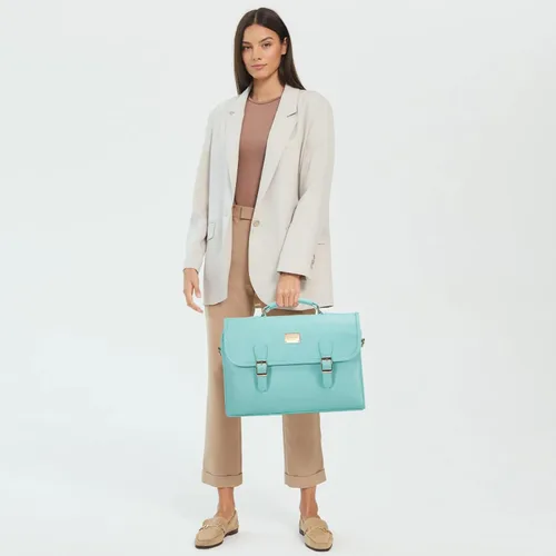 Vista 2 de LOVEVOOK Bolsa para laptop para mujer, 15.6 pulgadas, impermeable, de cuero, maletín para computadora, maletín grande para computadora portátil