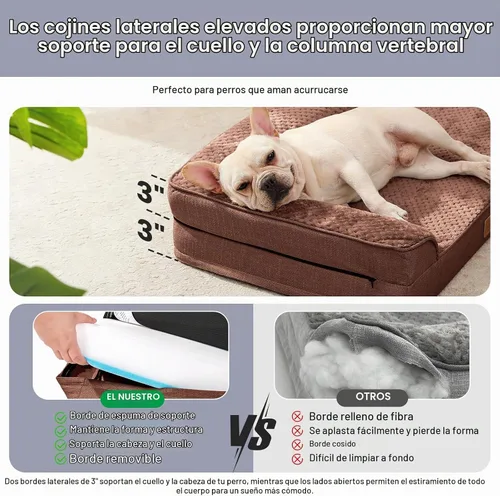 Vista 5 de Rainmr Cama impermeable para perros pequeños, sofá ortopédico de espuma viscoelástica para cachorros, funda extraíble y parte inferior