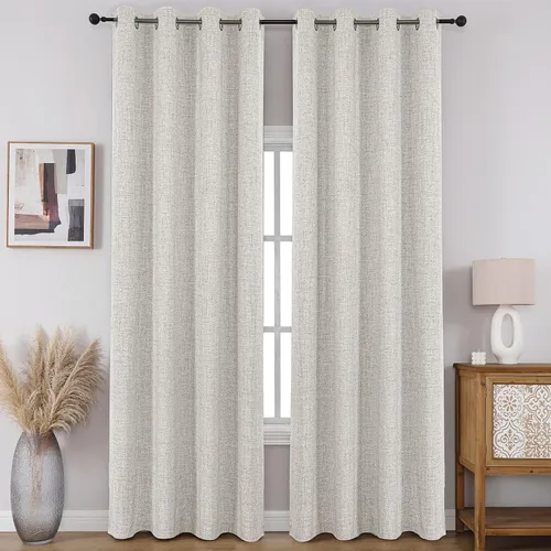 Vista 16 de CUCRAF - Juego de 2 paneles de cortinas de ventana con oscurecimiento total del 100%, de 54 pulgadas de largo, con aspecto de lino falso, cortinas