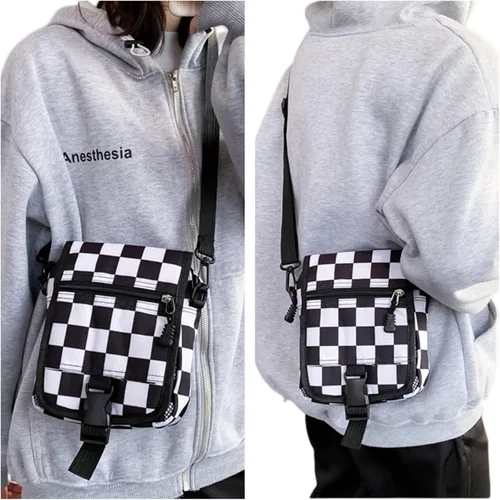 Vista 2 de Pequeña bolsa cruzada para hombre, con solapa, bolsa de mensajero para mujer