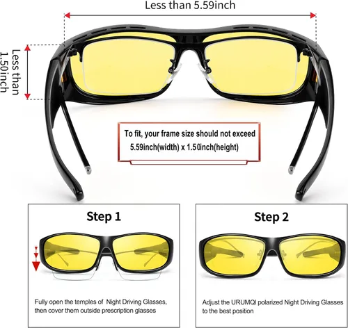 Vista 3 de URUMQI Gafas de conducción de visión nocturna para hombres y mujeres, lentes polarizados antirreflejos, lentes de alta definición amarillas