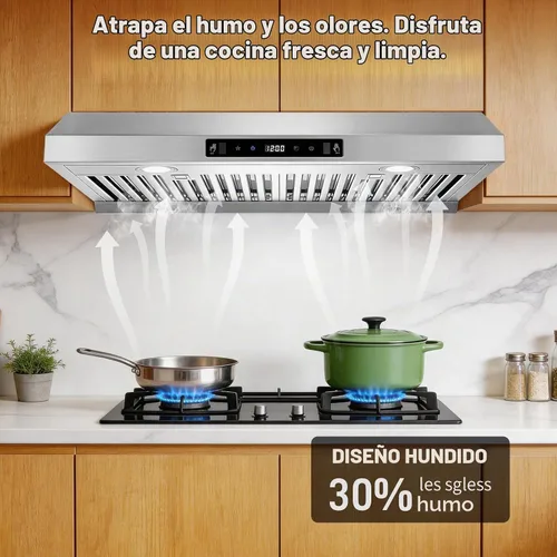 Vista 6 de Campana extractora de 30 pulgadas, campana de ventilación debajo