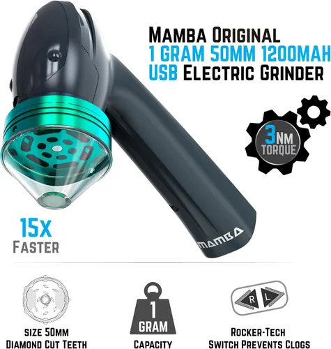 Vista 2 de Mamba Molinillo de especias eléctrico original, recargable por USB, molinillo de hierbas y especias con dientes de aluminio, molinillo de cocina