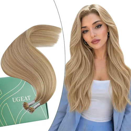 Vista 35 de Ugeat - Extensiones de cabello humano con microanillo, 14 pulgadas, extensiones de cabello Remy con microcuentas de 1 gm/hebra, 50 gms, extensiones