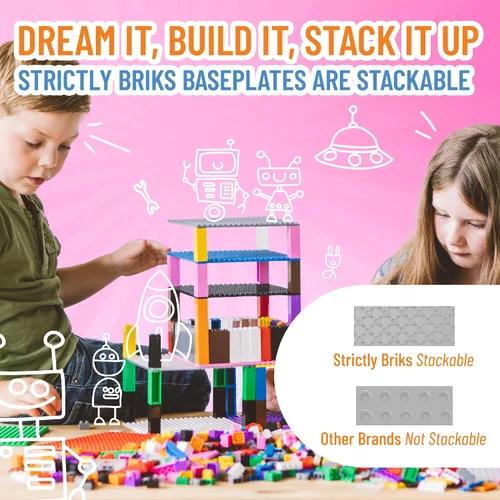 Vista 5 de Strictly Briks - Torre de juguete de 6 x 6 pulgadas - 132 piezas (placas base y ladrillos)