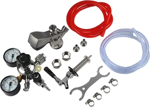 Vista 2 de PERA Kit de conversión de cerveza de un solo grifo, kit de Kegerator de montaje en puerta con regulador de CO2 CGA320, acoplador de barril Sankey D