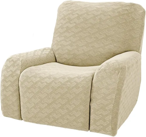 Vista 11 de vctops Fundas elásticas para sofá reclinable de 8 piezas, fundas de jacquard grande para sofá reclinable de 3 asientos, protector suave Blanco
