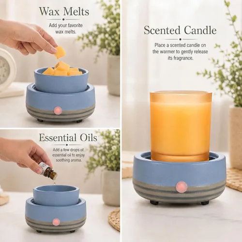 Vista 3 de Calentador de Cera para Velas con Temporizador, Cerámico, Eléctrico, Quemador de Cera de 4-en-1, Regulación de Temperatura, Compatible con Botella