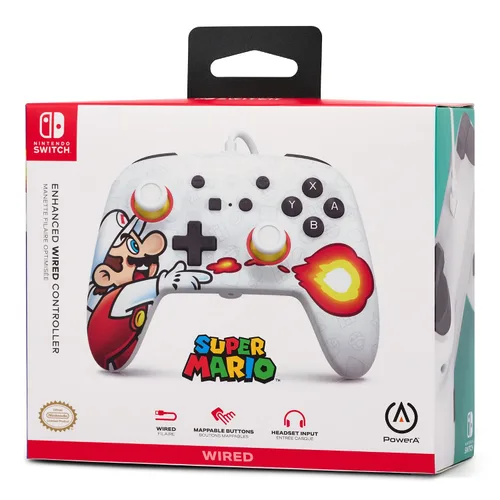 Vista 9 de PowerA Enhanced Wired Controller for Nintendo Switch - Fireball Mario