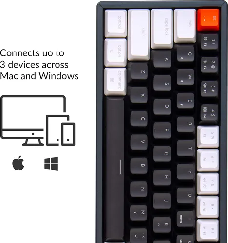 Vista 5 de Keychron K12 - Teclado mecánico con cable Bluetooth inalámbrico y USB intercambiable en caliente con teclado mecánico marrón interruptor de aluminio