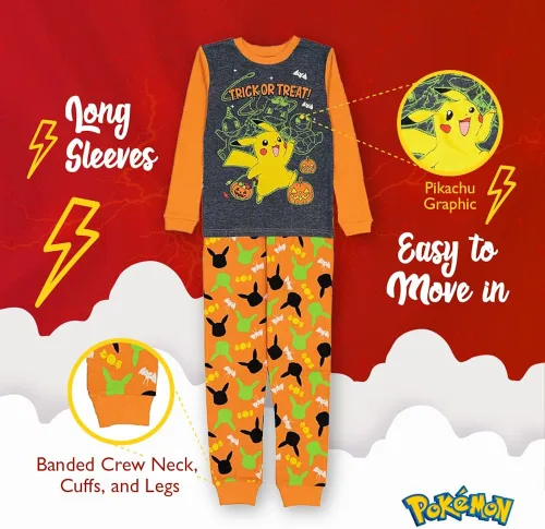 Vista 4 de Pokemon Boys' Big Snug-fit Halloween Pajamas