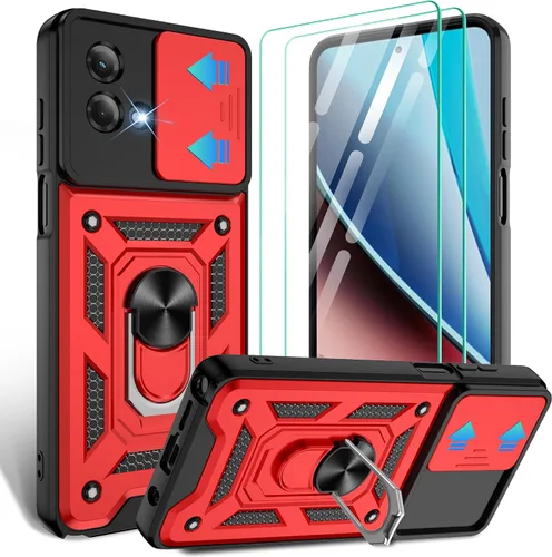 Vista 57 de Gritup Funda para Moto G Stylus 5G-2021 con cubierta deslizante para cámara 1 paquete de protectores de pantalla HD Soporte de metal giratorio