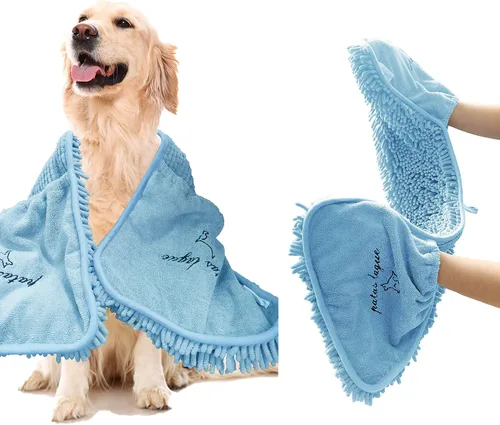 Vista 10 de Patas Lague Toalla absorbente para perros de secado grande, 35 x 15 pulgadas, toalla de baño de microfibra extra grande de secado rápido