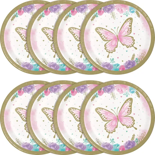 Vista 3 de Platos de postre de mariposa dorada, 8