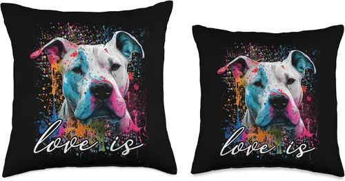 Vista 3 de Cute Splash Art Dogo Argentino Gifts Men Women Colorful Splash Art Love is My Dogo Argentino Mama - Almohada de retrato de 16 x 16 pulgadas