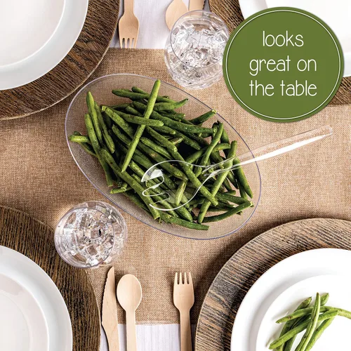 Vista 6 de Plasticpro Utensilios desechables de plástico para servir, juego de 4 cucharas de ensalada y 4 tenedores de ensalada, peso pesado transparente