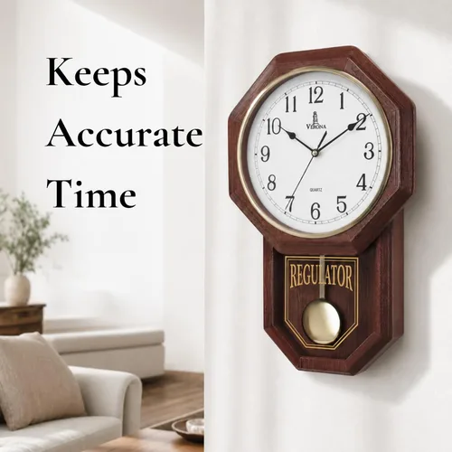 Vista 2 de Reloj de pared de péndulo, reloj regulador de madera real, silencioso Madera oscura