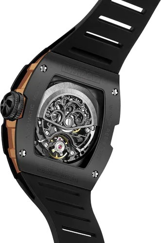 Vista 4 de WISHDOIT Relojes de pulsera mecánicos automáticos Tonneau para hombre acero inoxidable con forma de barril estilo deportivo impermeable correa