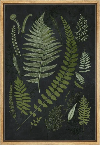 Vista 24 de SIGNWIN Lienzo enmarcado para pared, acuarela verde, bosque, helecho, planta, naturaleza, ilustraciones de área silvestre, arte moderno, rústico