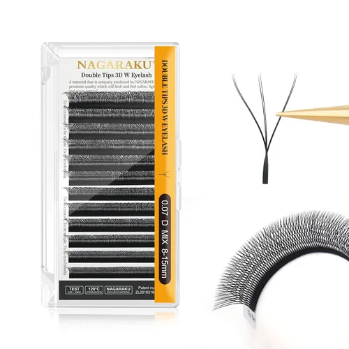 Vista 99 de NAGARAKU Extensiones de pestañas prefabricadas en abanico 3D W 0.05 C 0.315 0.05-C 3D W