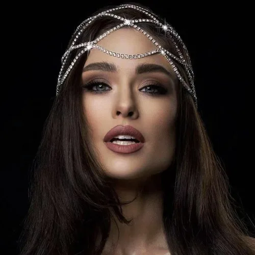 Vista 3 de Cadena de cabeza de diamantes de imitación de los años 20, accesorios para el cabello para mujer