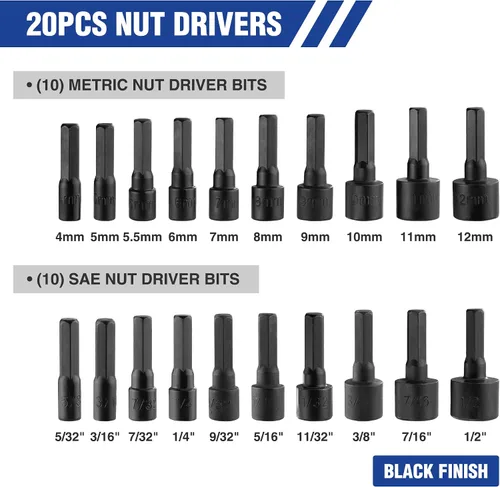 Vista 2 de WORKPRO Juego de 61 piezas de brocas magnéticas para destornillador y destornillador de tuercas con bolsa organizadora, herramientas DIY