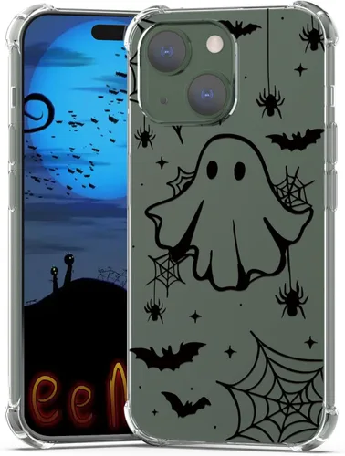 Vista 29 de Funda de Halloween para Google Pixel 6A transparente con diseños de murciélagos fantasmas, funda para teléfono para niñas, elegante, delgada, a