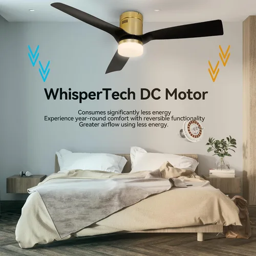 Vista 7 de SMAAIR Ventilador de techo inteligente negro de 52 pulgadas con luces y motor de CC de 10 velocidades con control remoto, control de aplicación