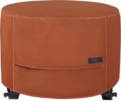 Vista 24 de NettyPro Cubierta para Fogata Redonda Impermeable para Exteriores Cubierta para Fogata para Mesa de Fogata de Gas Propano, 28 x 18 pulgadas, Negro