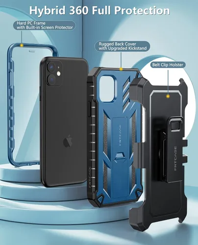 Vista 4 de [Usado] FNTCASE Funda para iPhone 11: con funda de clip para cinturón y soporte, cubierta de protección de grado militar resistente a prueba