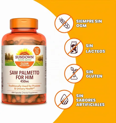 Vista 4 de Palma enana americana Sundown Naturals, 0,016 oz, 250 cápsulas, 14461, 250, 1, 1
