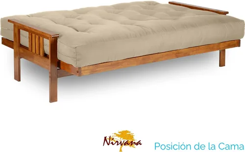 Vista 4 de Stanford juego de futón - Talla Full o Queen, colchón de 8 pulgadas, Madera Noble Funda de sarga caqui