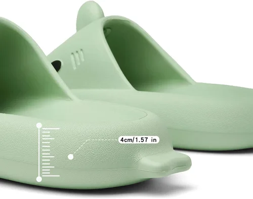 Vista 3 de Sandalias de tiburón para hombre y mujer, novedosas sandalias de verano con punta abierta, antideslizantes, para playa, piscina, ducha con suela