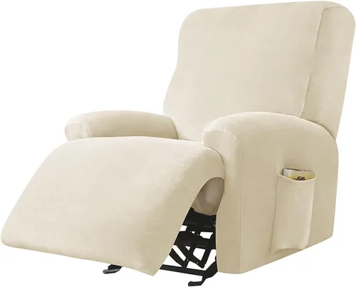Vista 21 de LazyBoy - Funda para silla reclinable jacquard, fundas elásticas de terciopelo de color liso para sillas reclinables, 4 piezas, protector de muebles