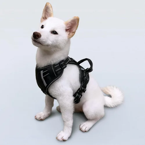 Vista 12 de Arnés antitirones para perro pequeño con 2 hebillas de liberación rápida y mango de fácil control, chaleco suave reflectante sin estrangulamiento