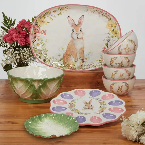 Vista 3 de Certified International Easter Garden - Plato llano de 10.75 pulgadas, juego de 4, multicolor, grande